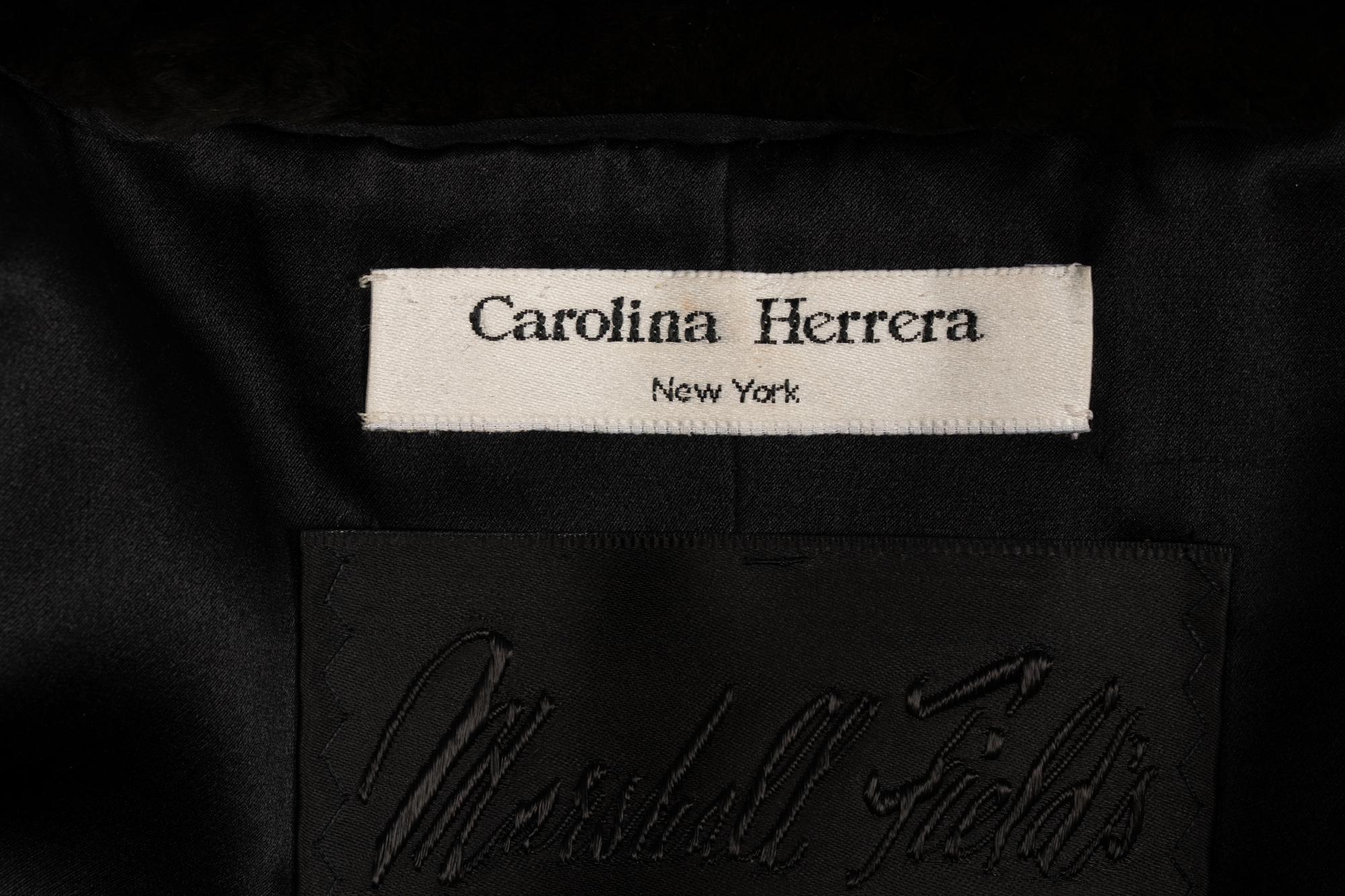 Carolina Herrera Plucked Mink Dark Green Jacket, 1980-90s