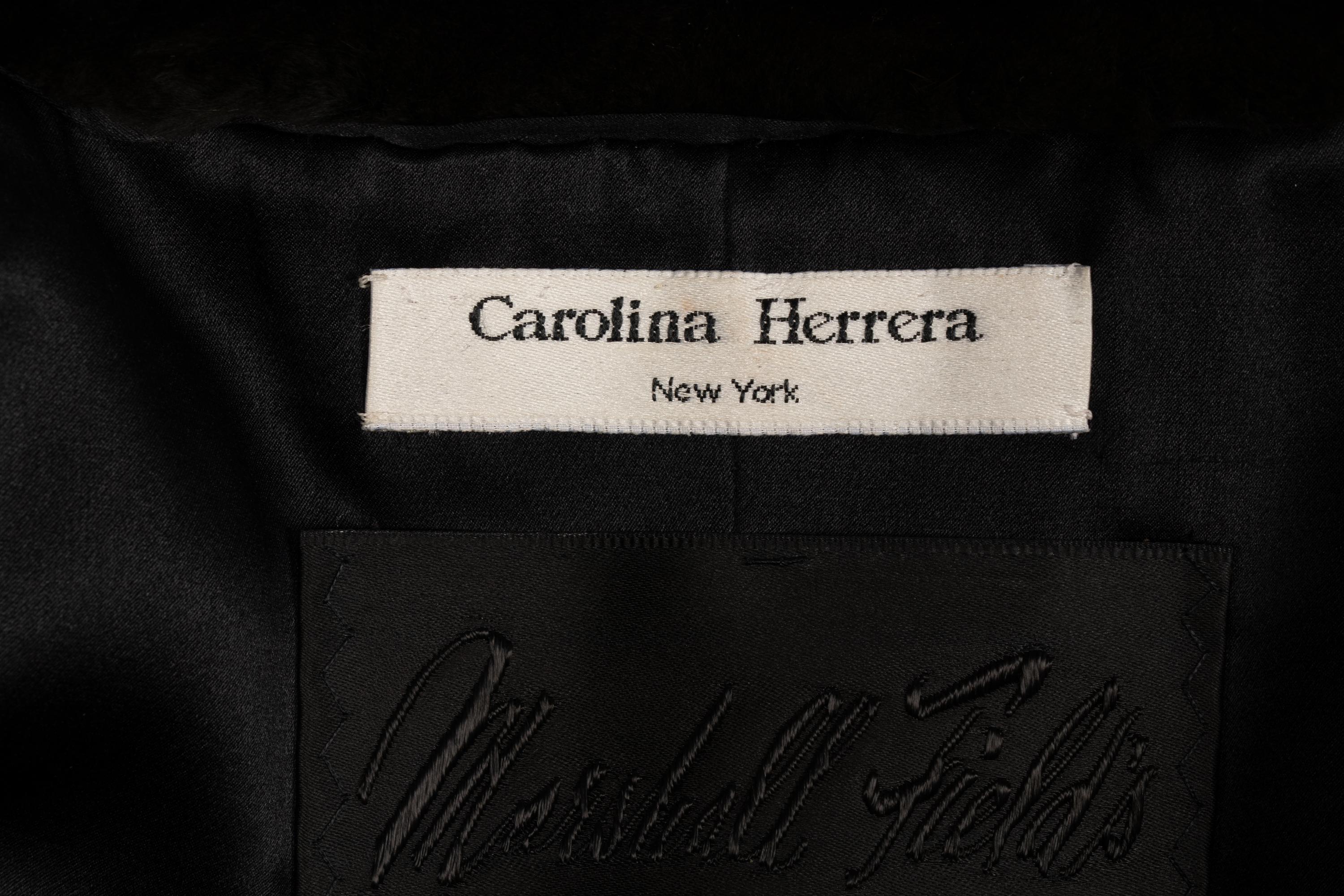 Carolina Herrera Plucked Mink Dark Green Jacket, 1980-90s