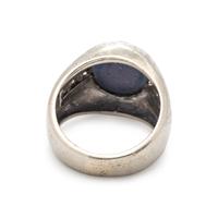 SYNTHETIC STAR SAPPHIRE AND DIAMOND RING