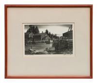 A group of six prints of Port Clyde, Maine ( Fog Bell; Corbett's Pond , 1965; Ebb Tide , 1944; Harbor at Port Clyde , 1939; Marshall's Point , 1939; Tower Door, Marshall Point Lighthouse , 1954)