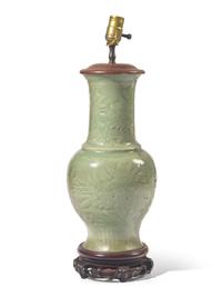 A Chinese Longquan Celadon Vase, Now Mounted as a Lamp