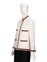 Chanel, Crochet-Trim Cream Tweed Jacket