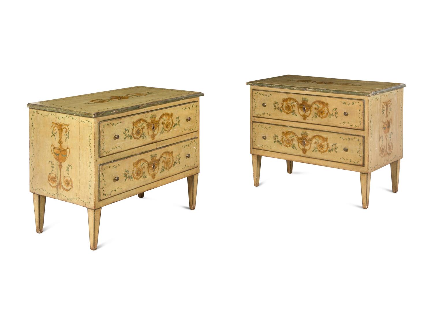 A Pair of Italian Painted Chests of Drawers