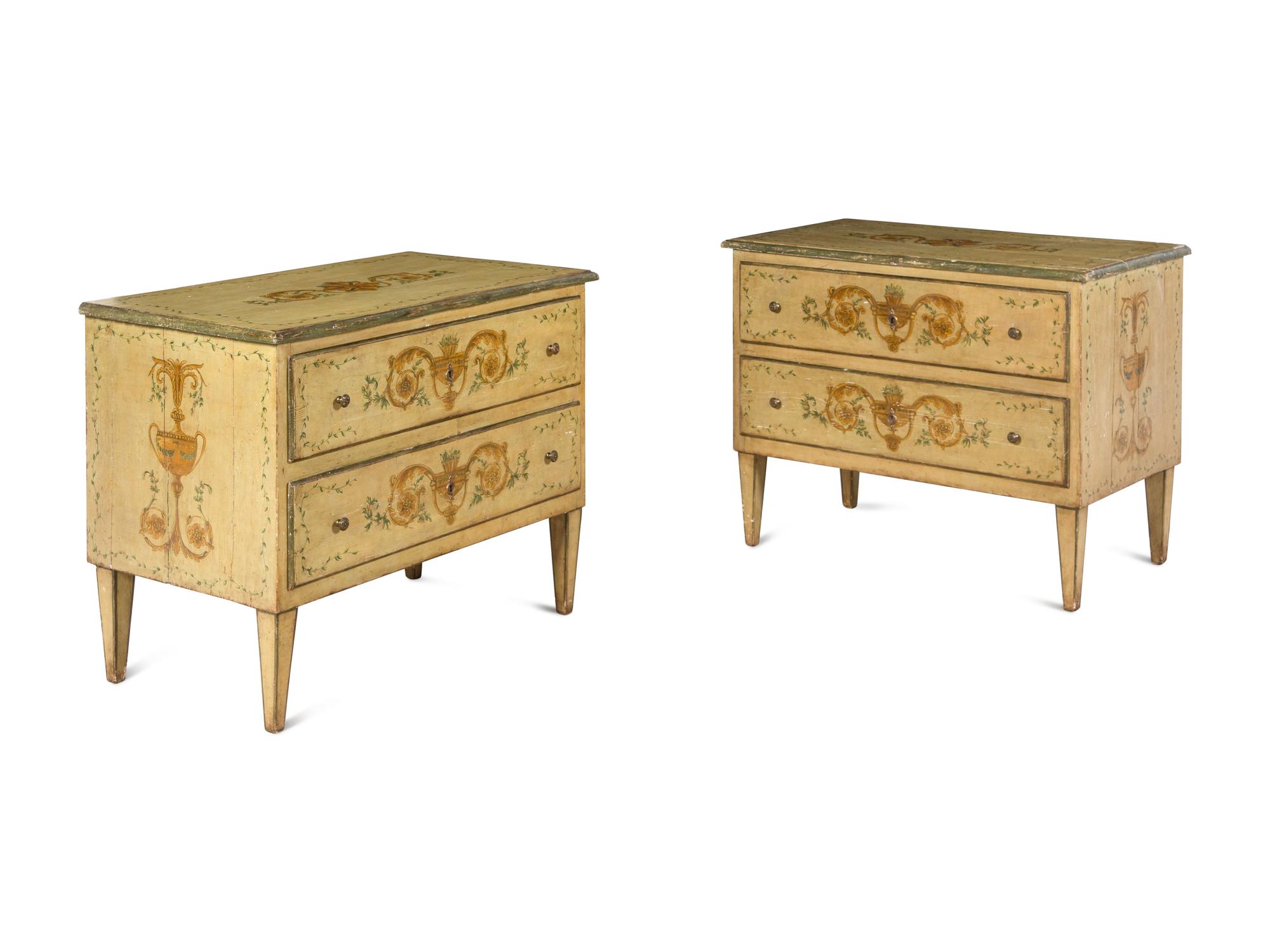 A Pair of Italian Painted Chests of Drawers
