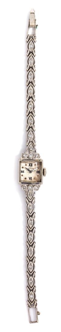 A White Gold and Diamond Wristwatch, Hamilton, 12.30 dwts.