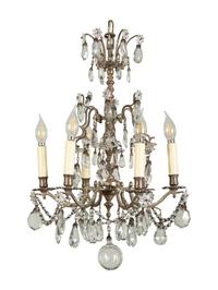 A Silvered Metal Six-Light Chandelier