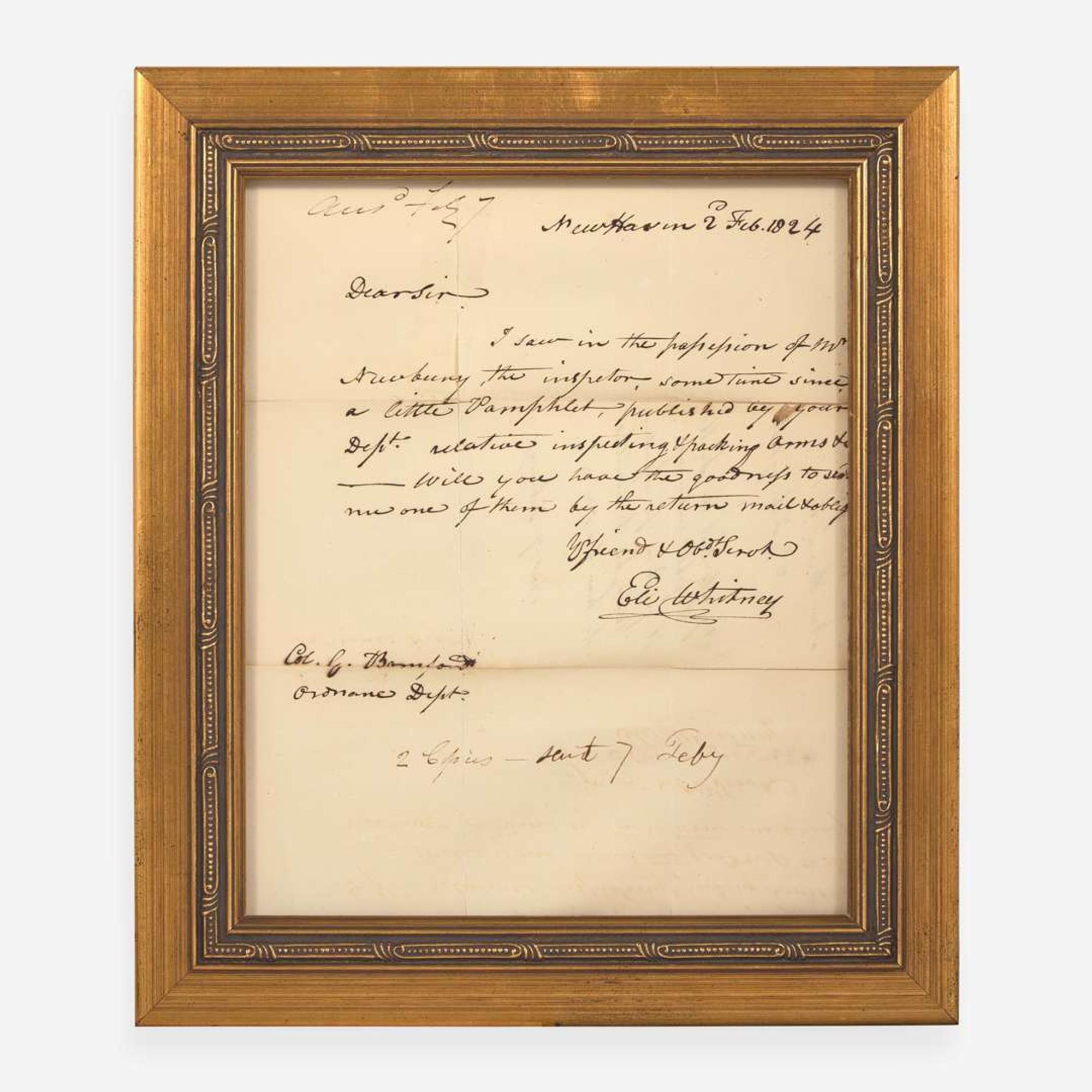 [Americana] Whitney, Eli Autograph Letter, signed