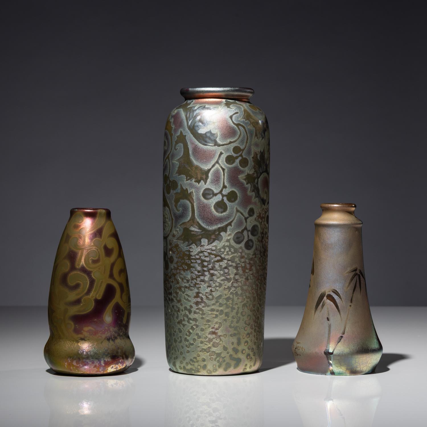 Group of 3 Luster-glazed vases