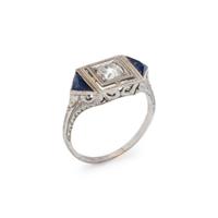 DIAMOND AND SYNTHETIC SAPPHIRE RING