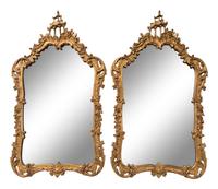 A Pair of Chinese Chippendale Style Giltwood Mirrors