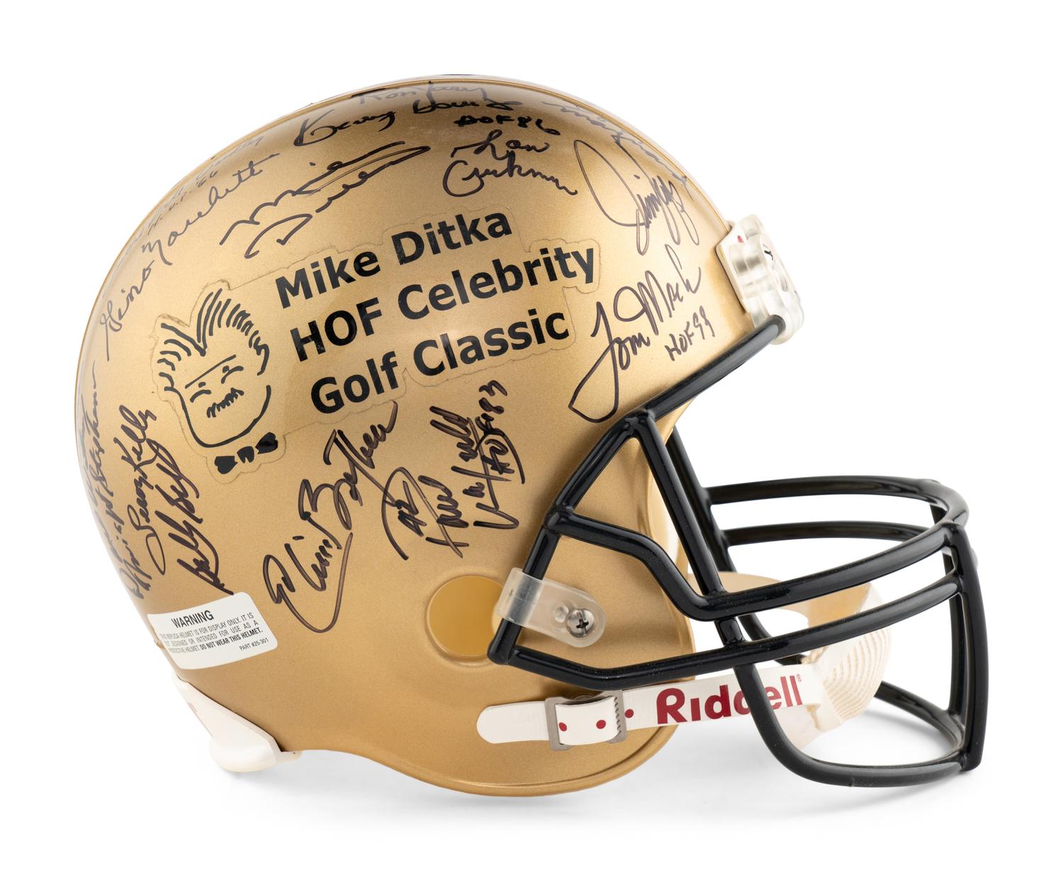 A Mike Ditka HOF Celebrity Golf Classic Multi Signed Autograph Football Helmet from The Collection of Mike Ditka