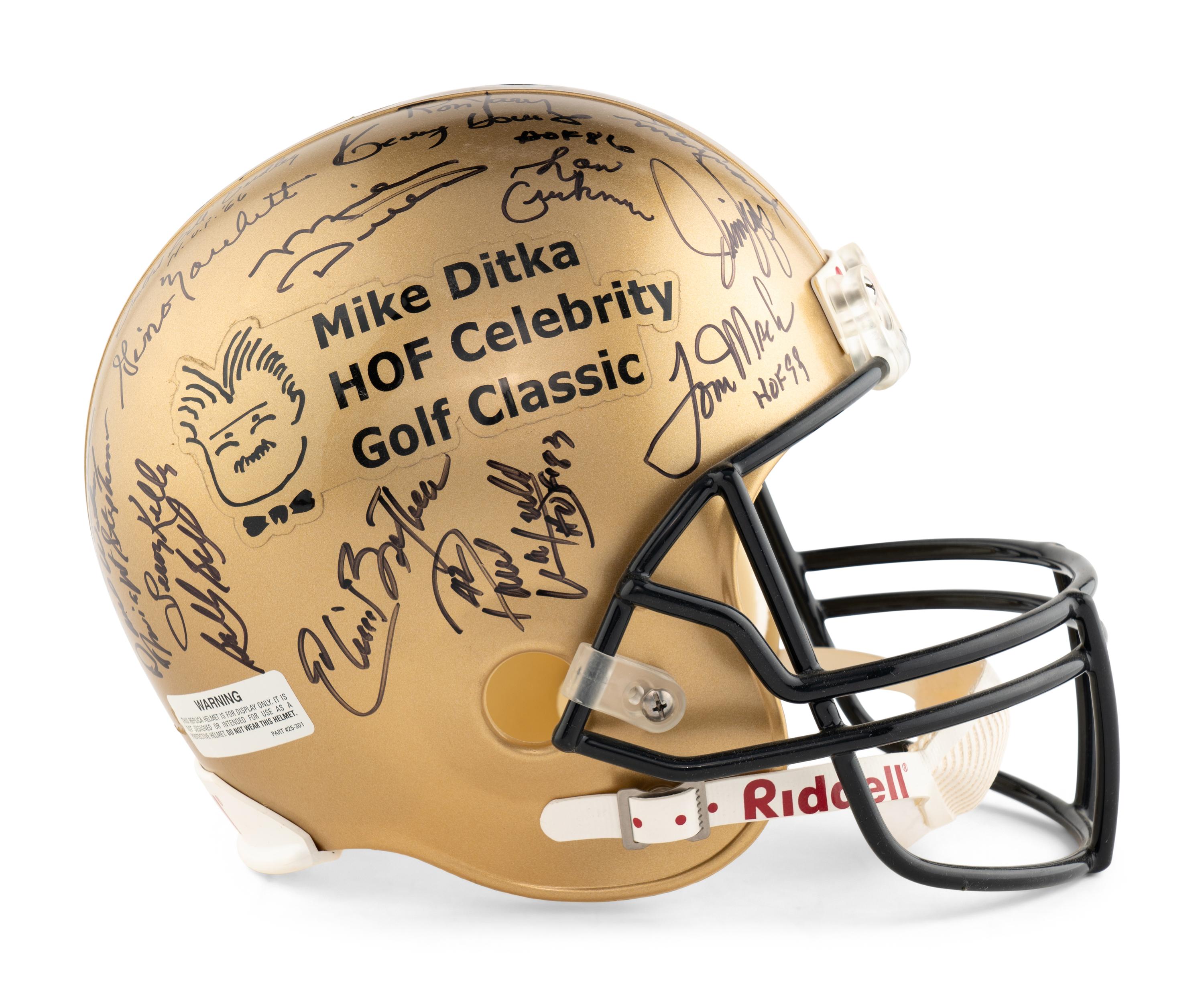 A Mike Ditka HOF Celebrity Golf Classic Multi Signed Autograph Football Helmet from The Collection of Mike Ditka