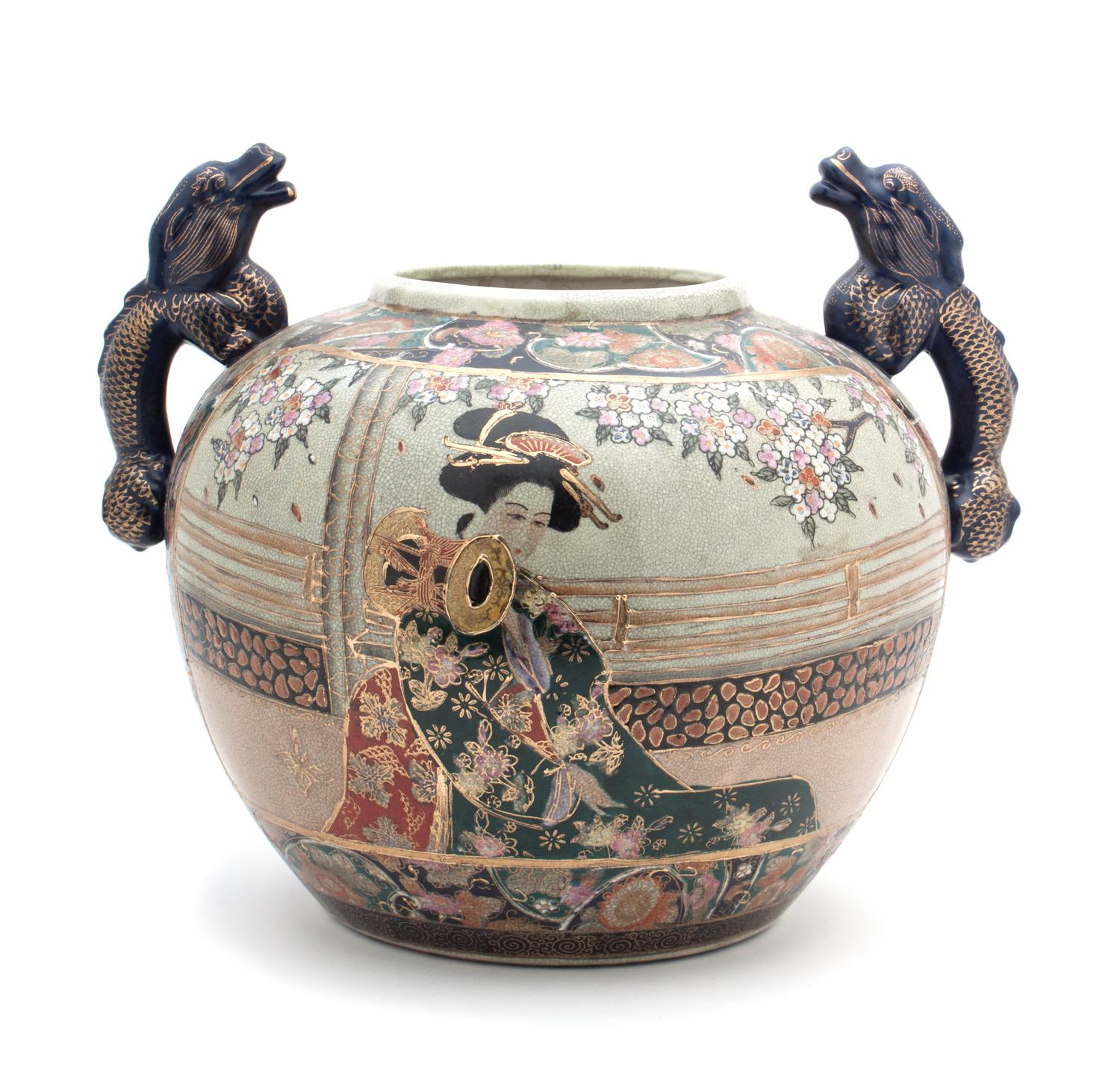 A Japanese Satsuma Vessel Height 11 1/2 inches.