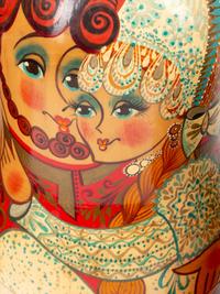 A Collection of Eight Russian Lacquer Matryoshka Nesting Dolls