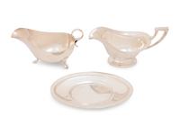 Two Silver Sauce Boats and an Underplate