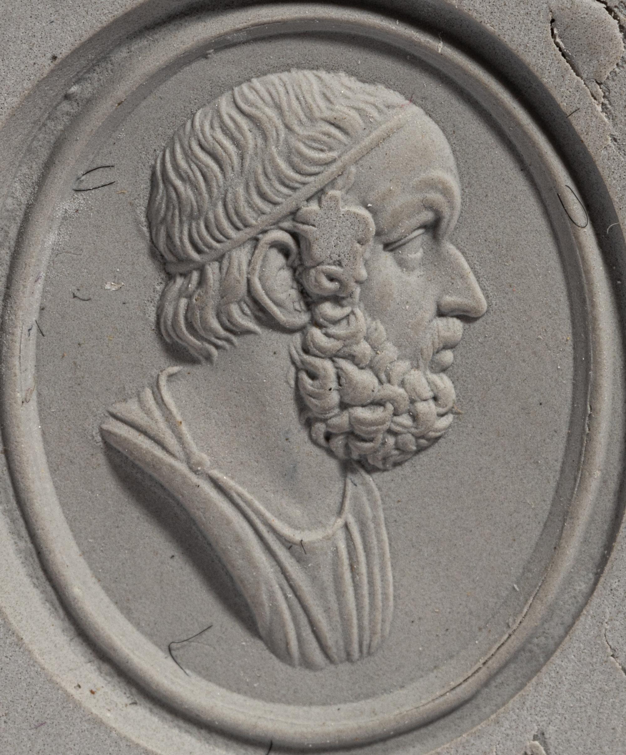 A Neoclassical Gold and Carnelian Finger Ring with Portrait Head of Homer
