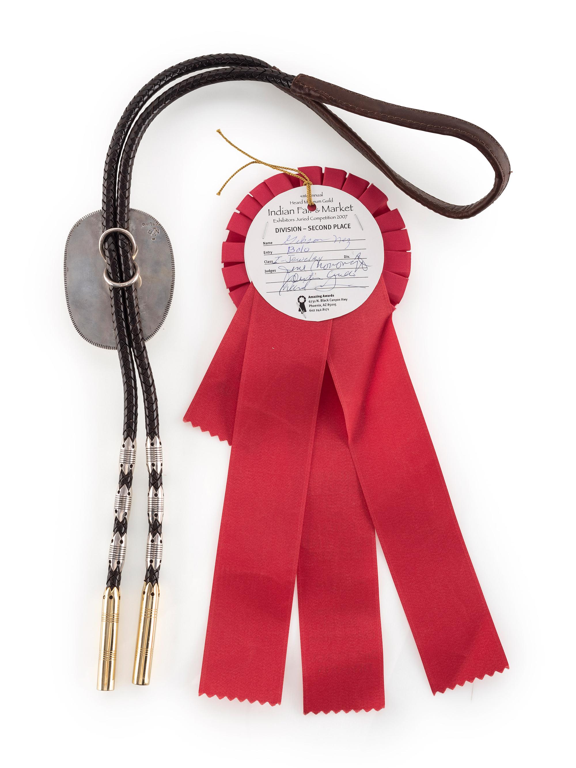 Award Winning Sterling Silver, 18k Gold, and Morenci Turquoise Bolo Tie