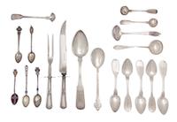 A Collection of Silver, Coin Silver and Silver-Plate Flatware, 19th and 20th Century, of various patterns and make, including four enam