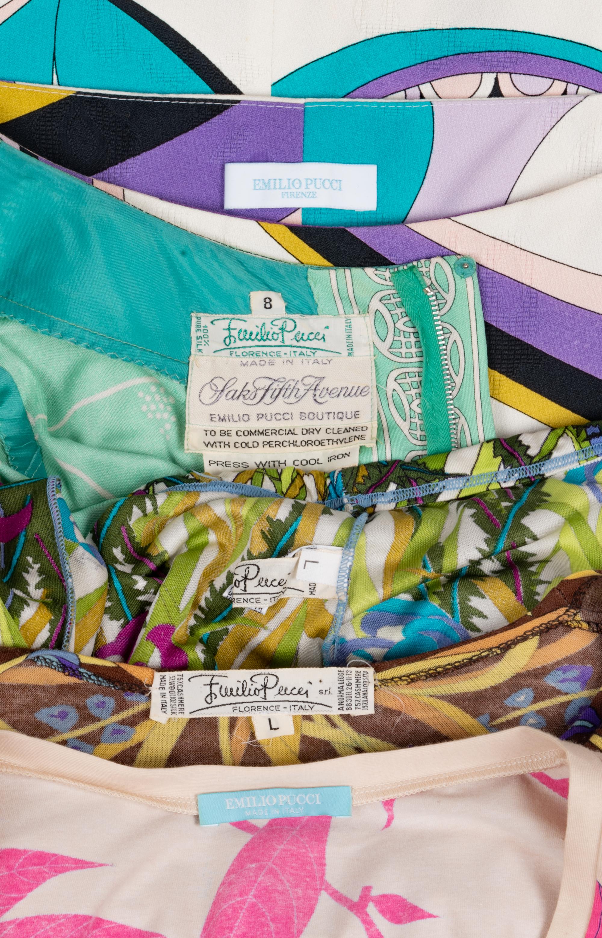 Five Pucci Items: Two Tops, Two Dresses, One Pant, 1970-2000s