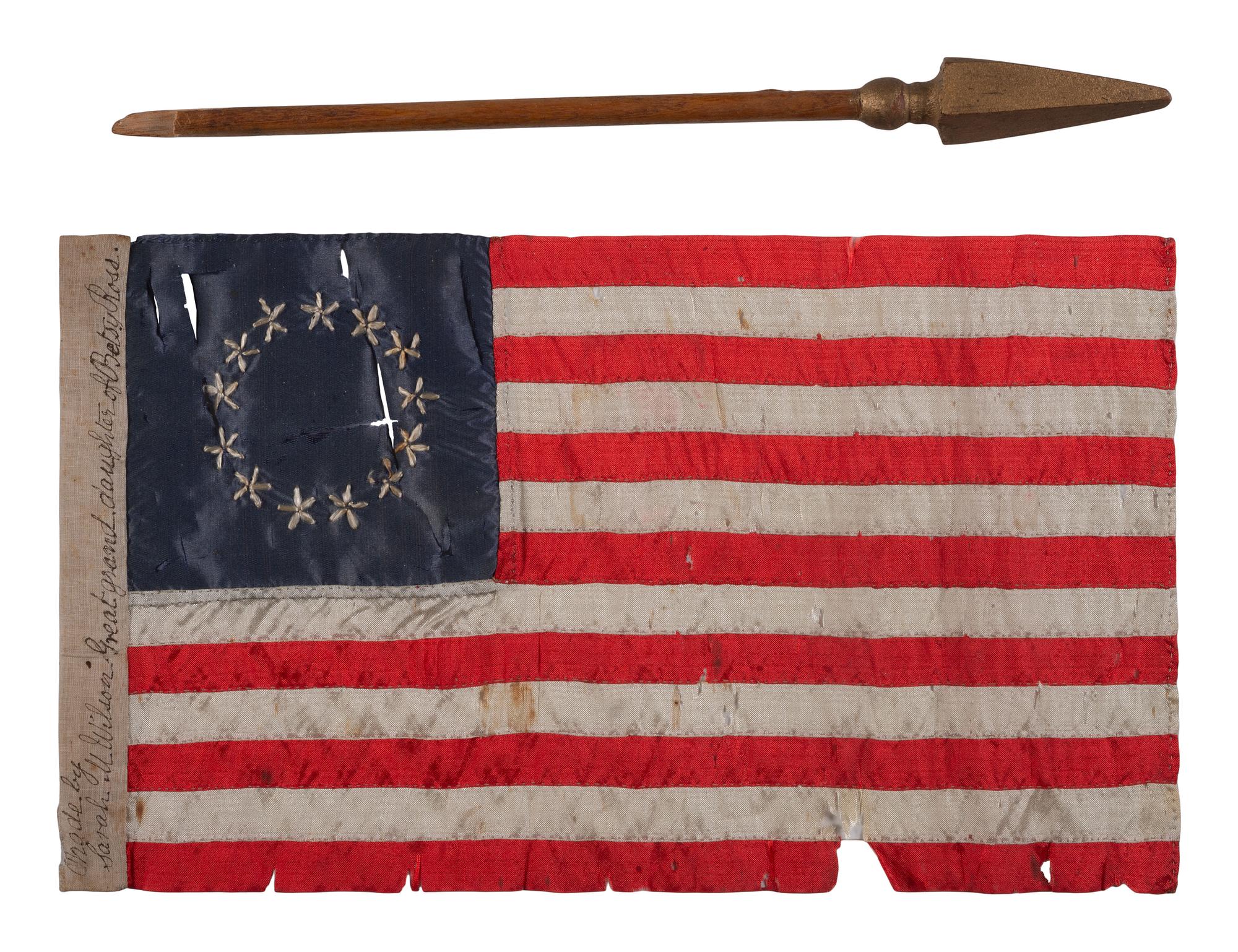 [FLAGS]. 13-star flag made by Betsy Ross' great granddaughter. Ca 1910.