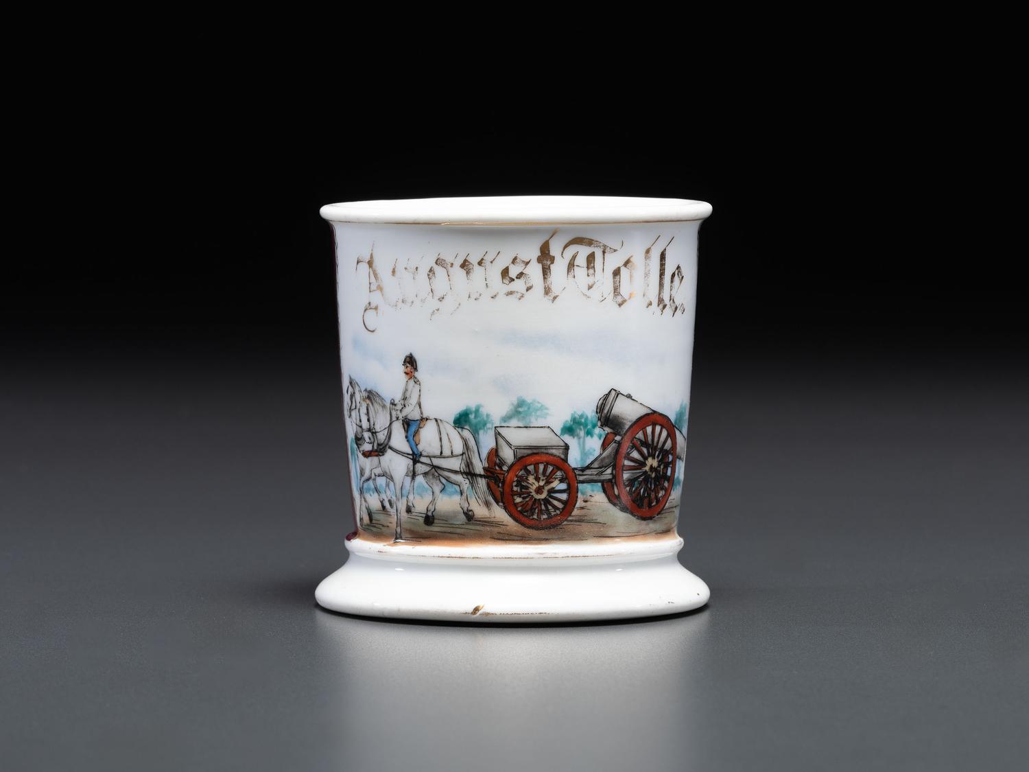 An Army Cannoneer's Porcelain Shaving Mug