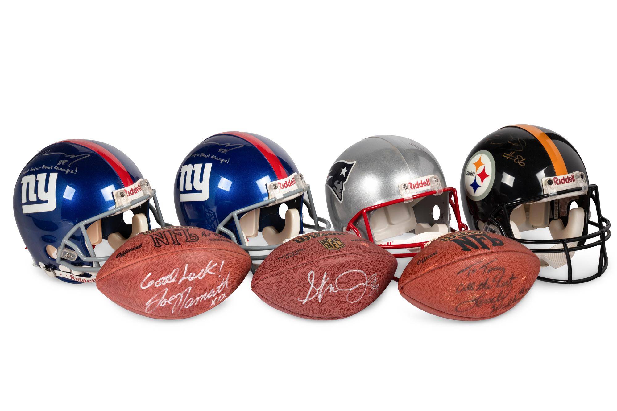 A Group of Signed Autograph Football Items Including Joe Namath