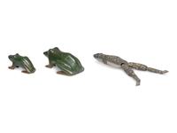 Three Folk Art Carved and Painted Wood Frogs