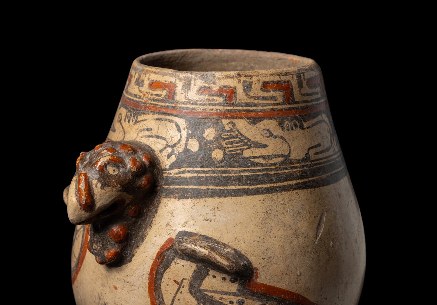 A Nicoya Polychrome Vulture Effigy Vessel