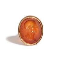 A Georgian Gold and Carnelian Intaglio Stamp with a Portrait Head of the Roman Cicero