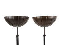 A Pair of Brass and Copper Torchères After the Design by Eliel Saarinen