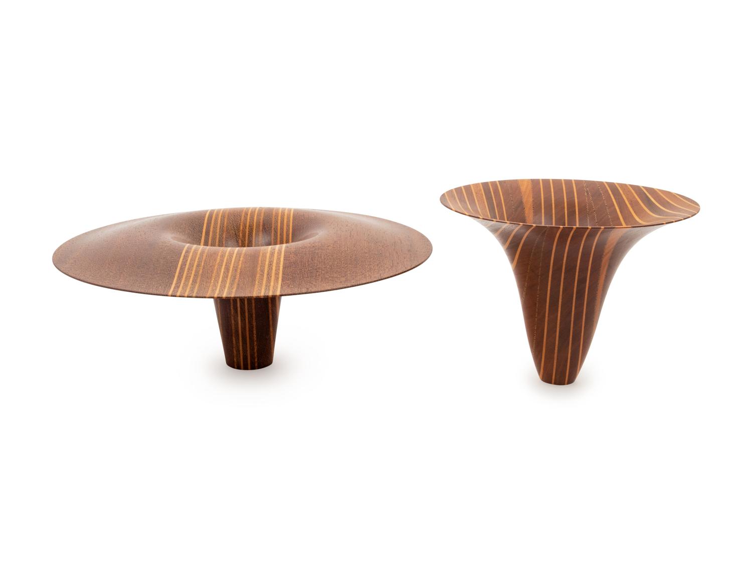 Two Studio Craft Turned-Wood Vases