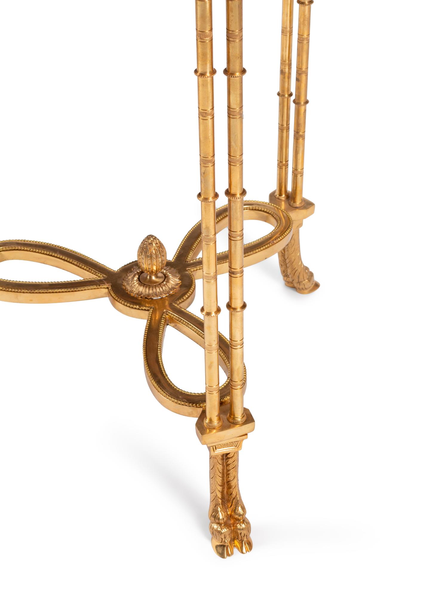 A Pair of Gilt Bronze and Pietra Dura Tables in the Manner of Adam Weisweiler