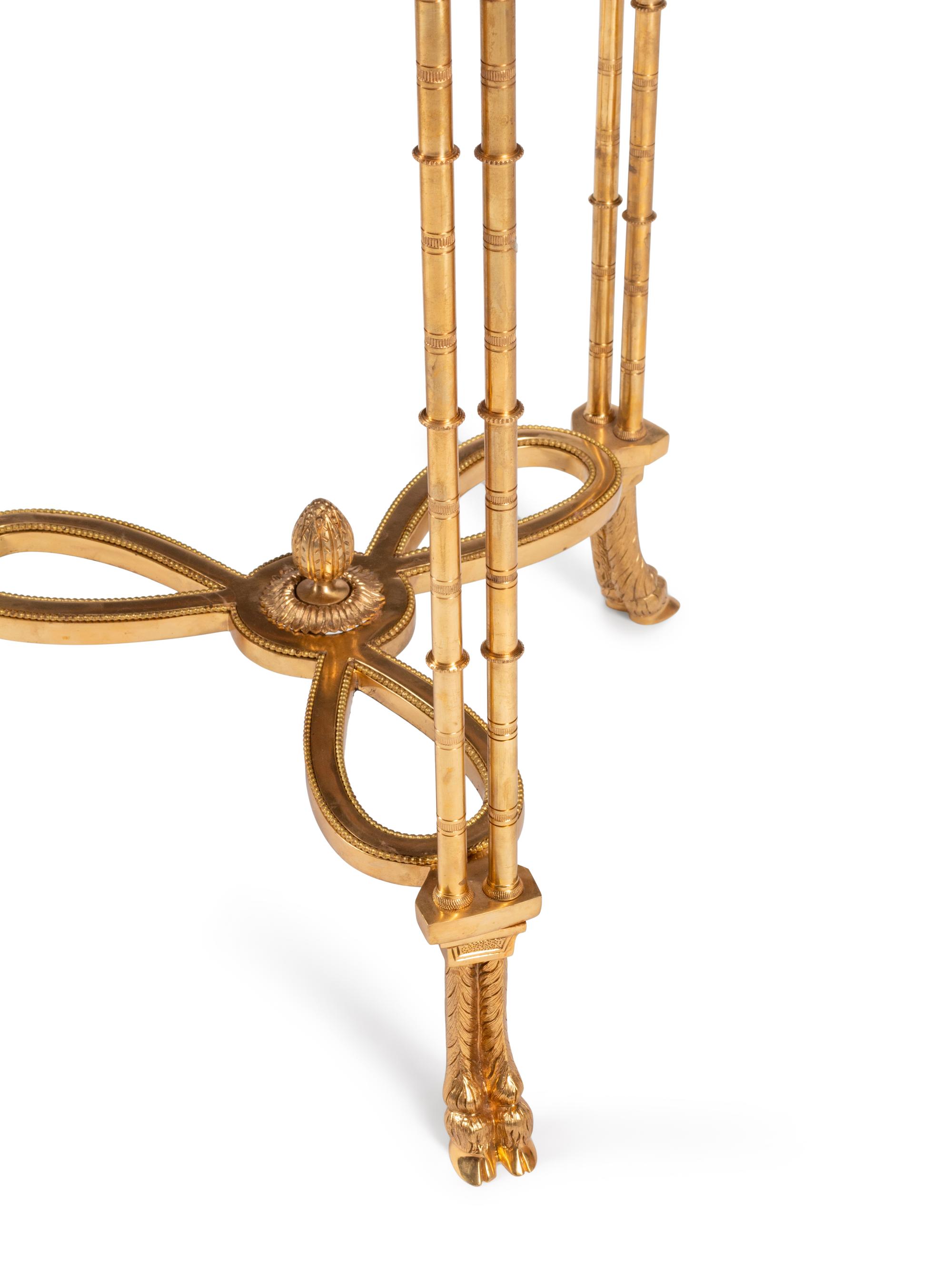 A Pair of Gilt Bronze and Pietra Dura Tables in the Manner of Adam Weisweiler