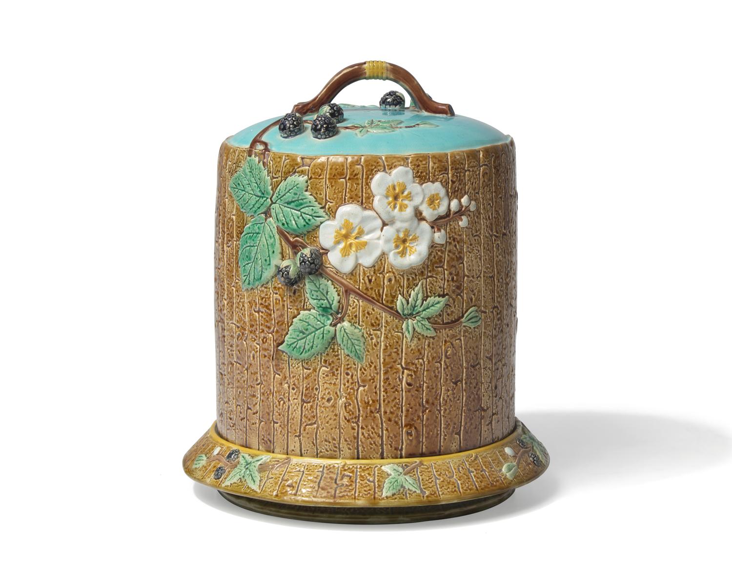 An English Majolica "Blackberry" Cheese Dome
