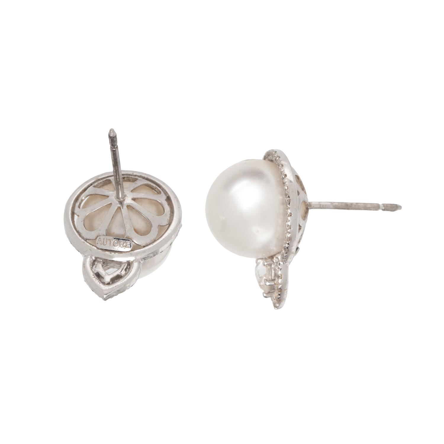 AUTORE, SOUTH SEA CULTURED PEARL AND DIAMOND EARRINGS
