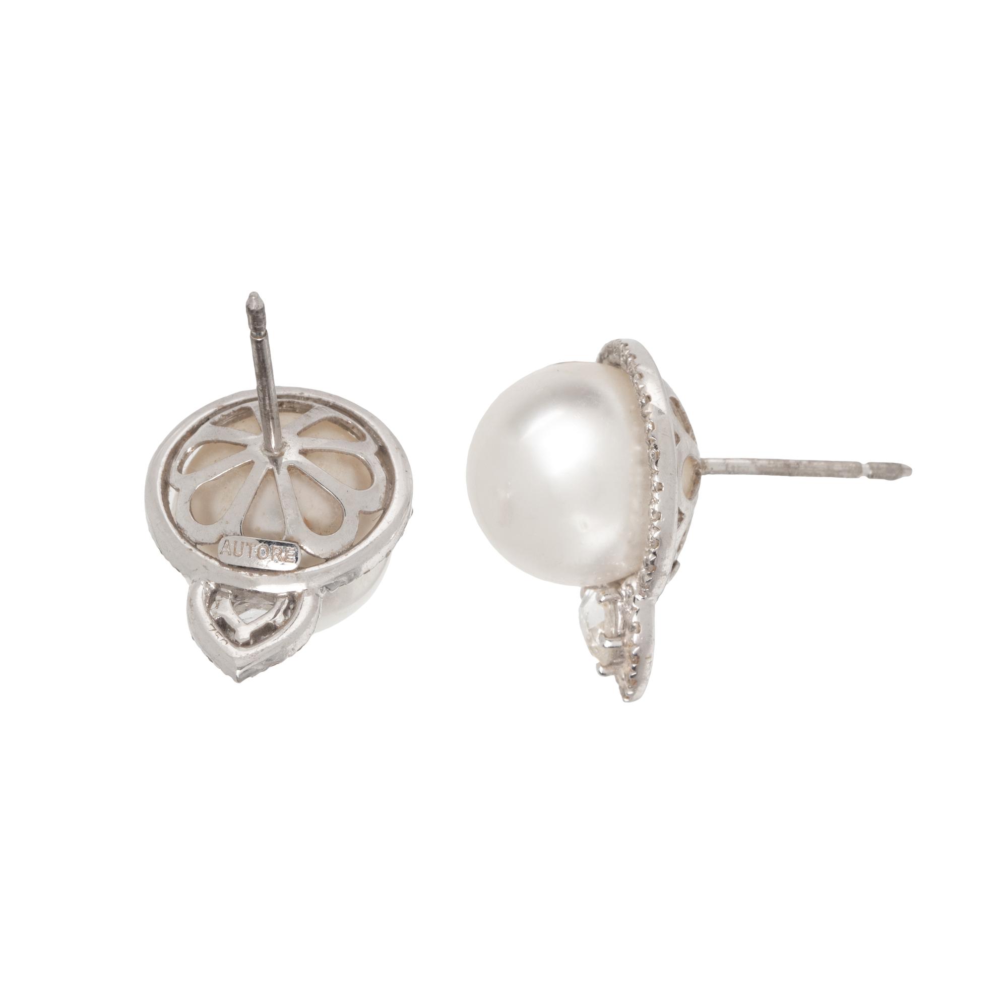 AUTORE, SOUTH SEA CULTURED PEARL AND DIAMOND EARRINGS