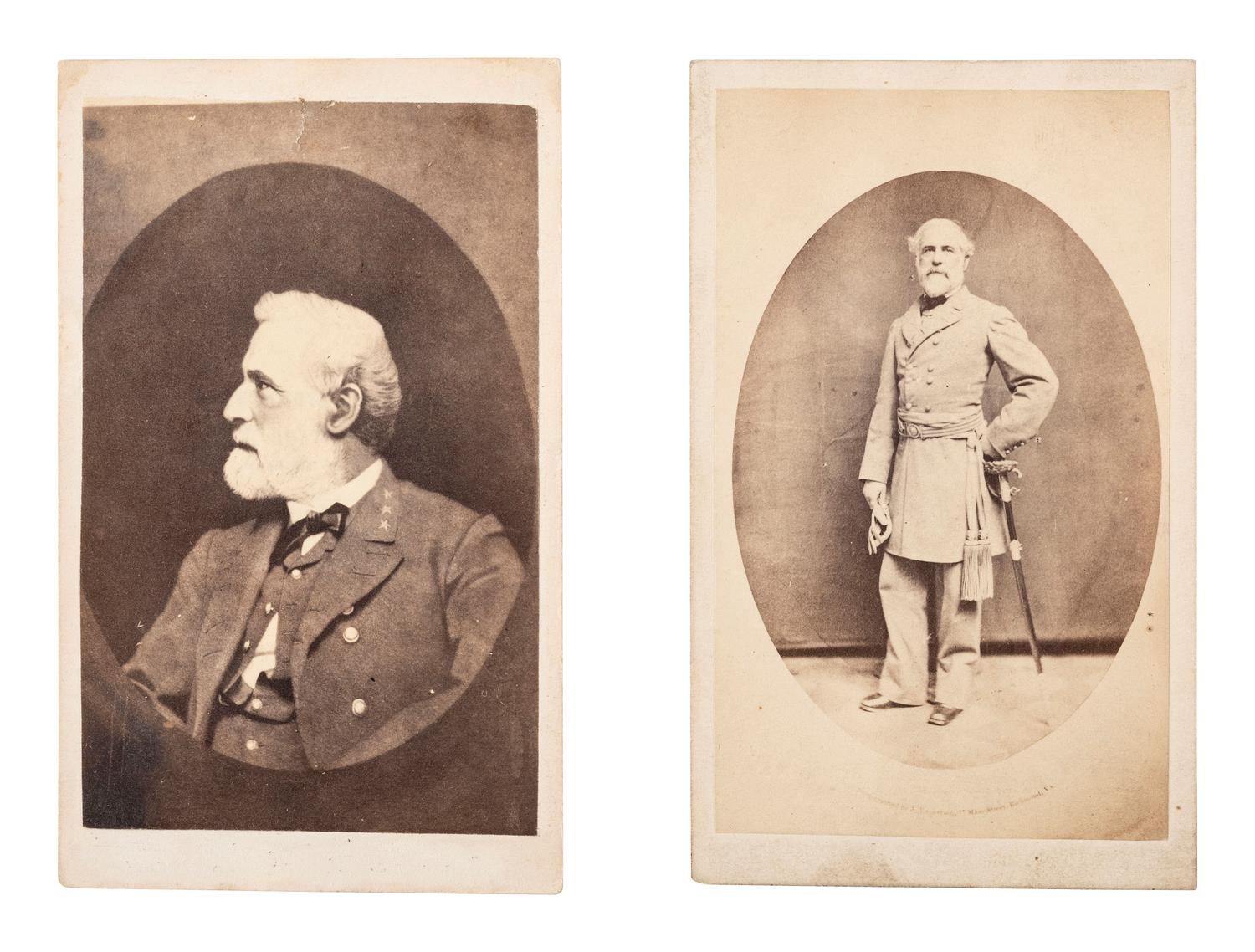 [LEE, Robert E. (1807-1870)]. A group of 5 CDVS, incl. full standing CDV "Blockade Portrait" of the CSA commander. [Richmond, VA]: [Vannerson], [1864].