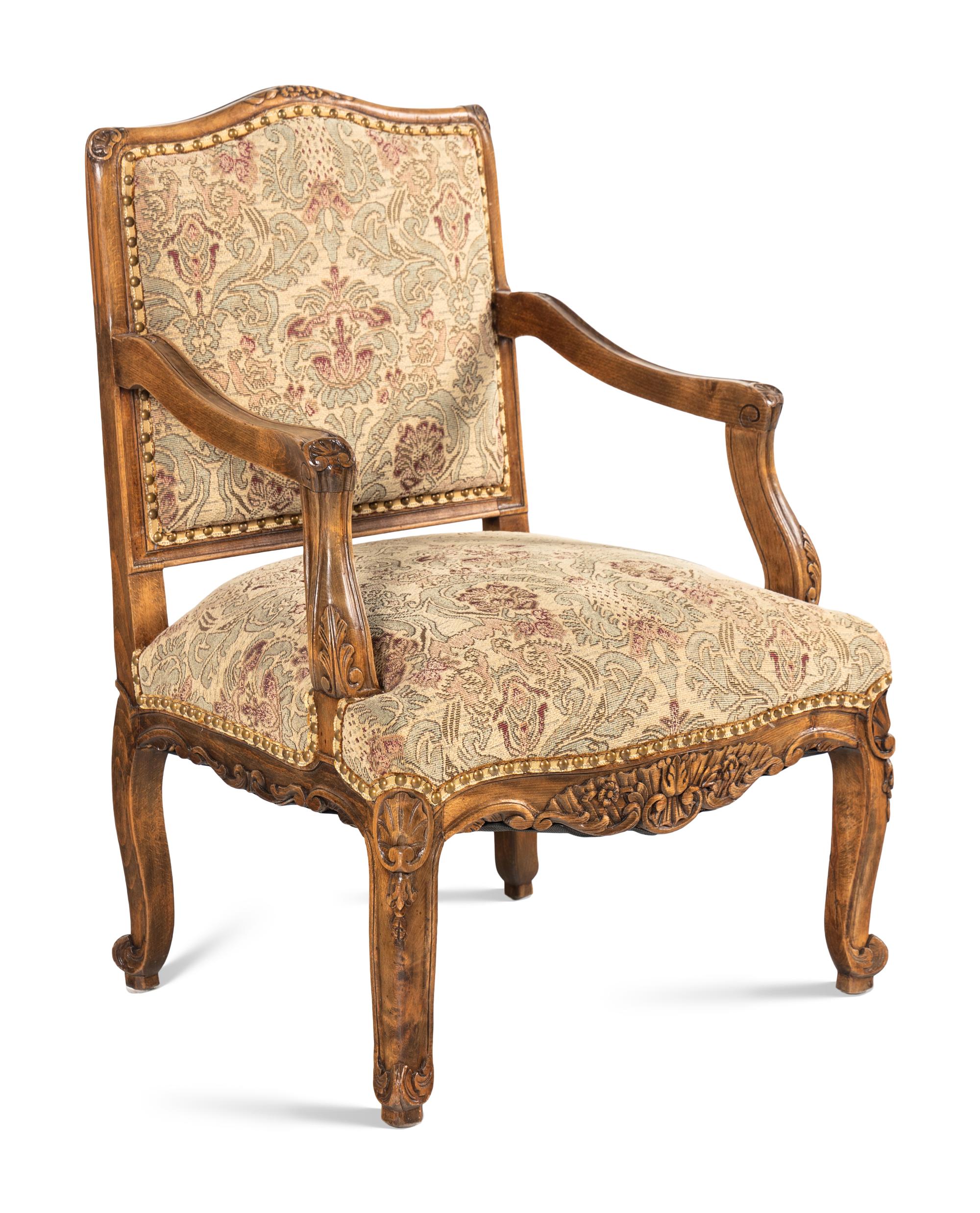 A Louis XV Style Walnut Fauteuil