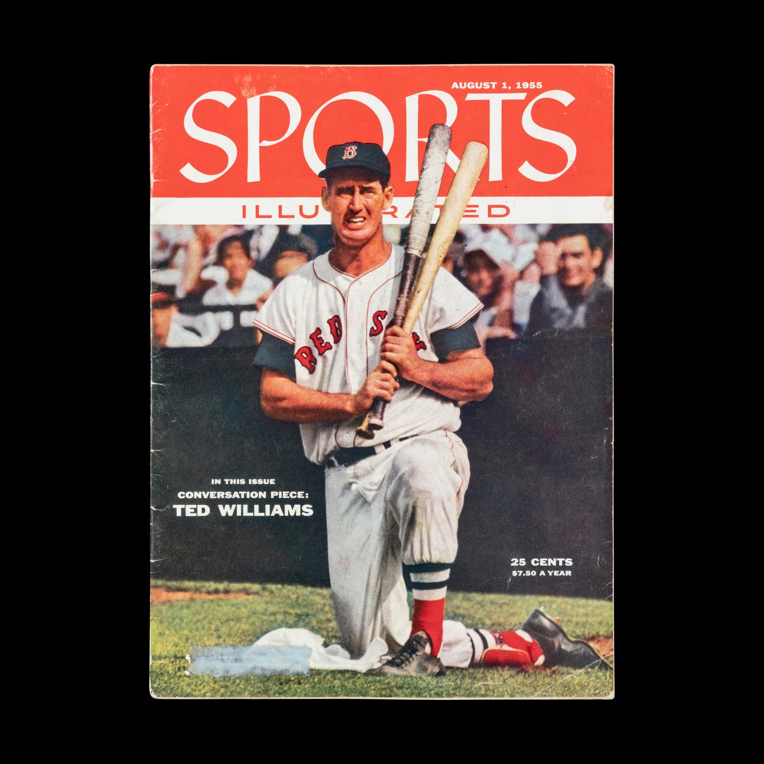 A 1954 Sports Illustrated First Issue with Topps Baseball Card Insert and August 1955 Issue Featuring Ted Williams