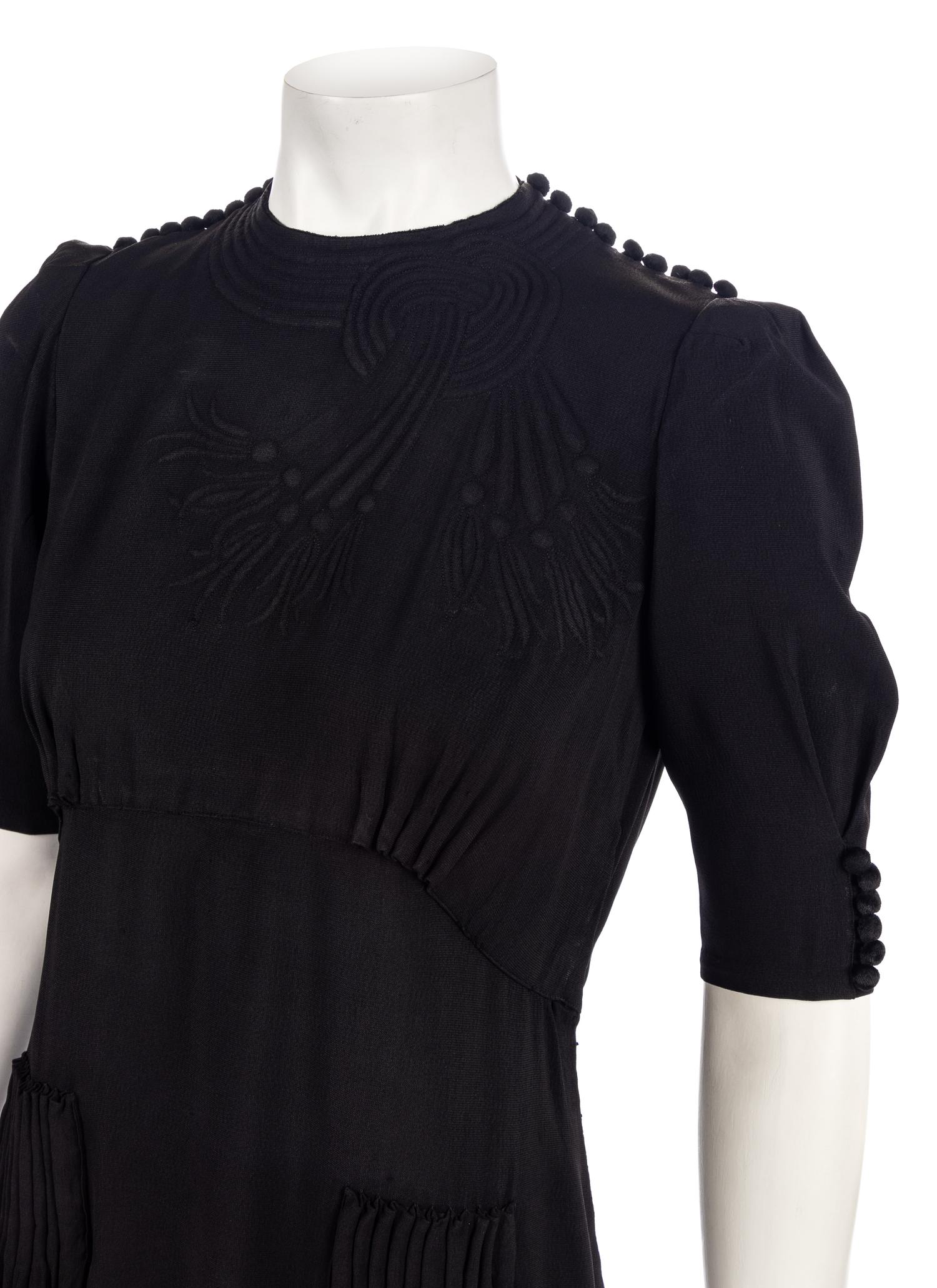 Three Dresses; Two Black, One Floral Print, 1930 - 80s*