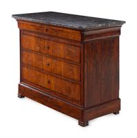 A Louis Philippe Walnut Marble-Top Chest of Drawers