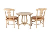 A Pair of Gustavian Style White-Painted Side Chairs and an Associated Table