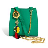 A Gianni Versace Green Silk Shoulder Bag, 8" x 8" x 3"; Strap drop: 19.5".