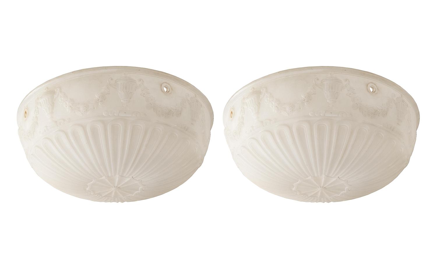 A Pair of Molded Glass Plafonniers