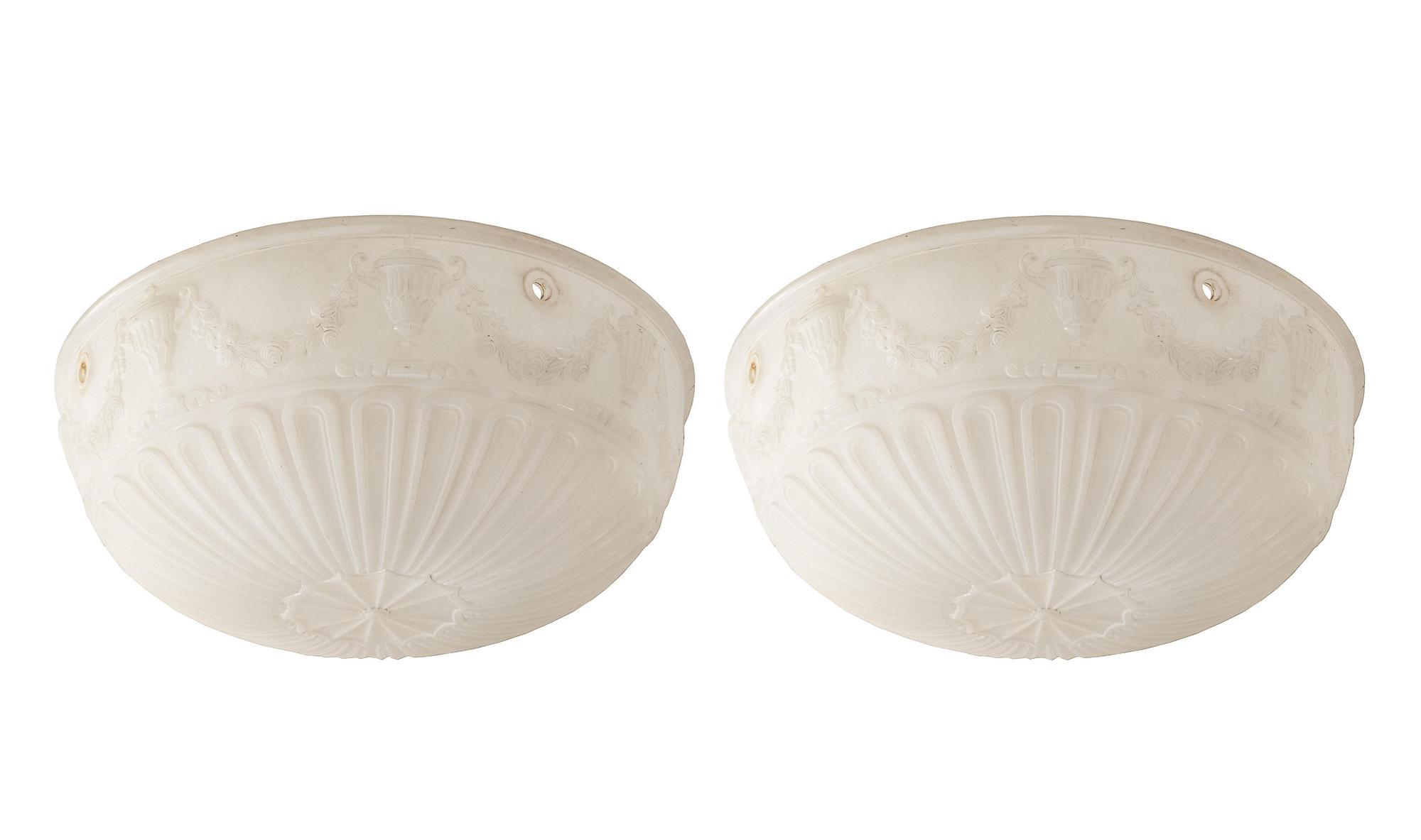 A Pair of Molded Glass Plafonniers