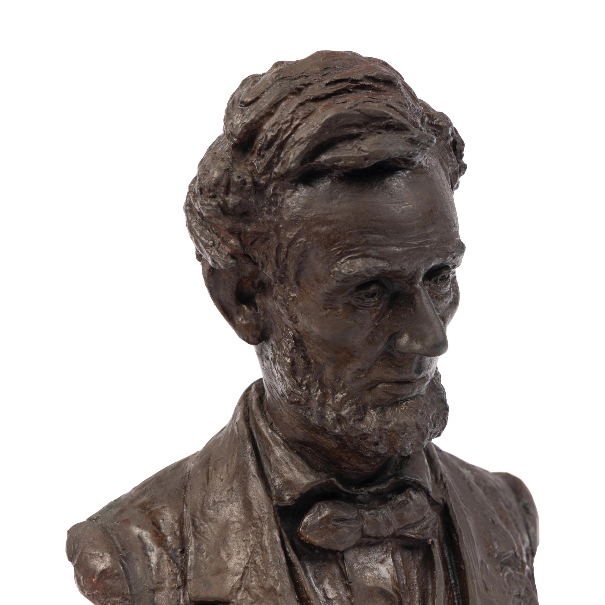 Leo Frank Nock (American, 1875-1949) Portrait bust of Abraham Lincoln bronze