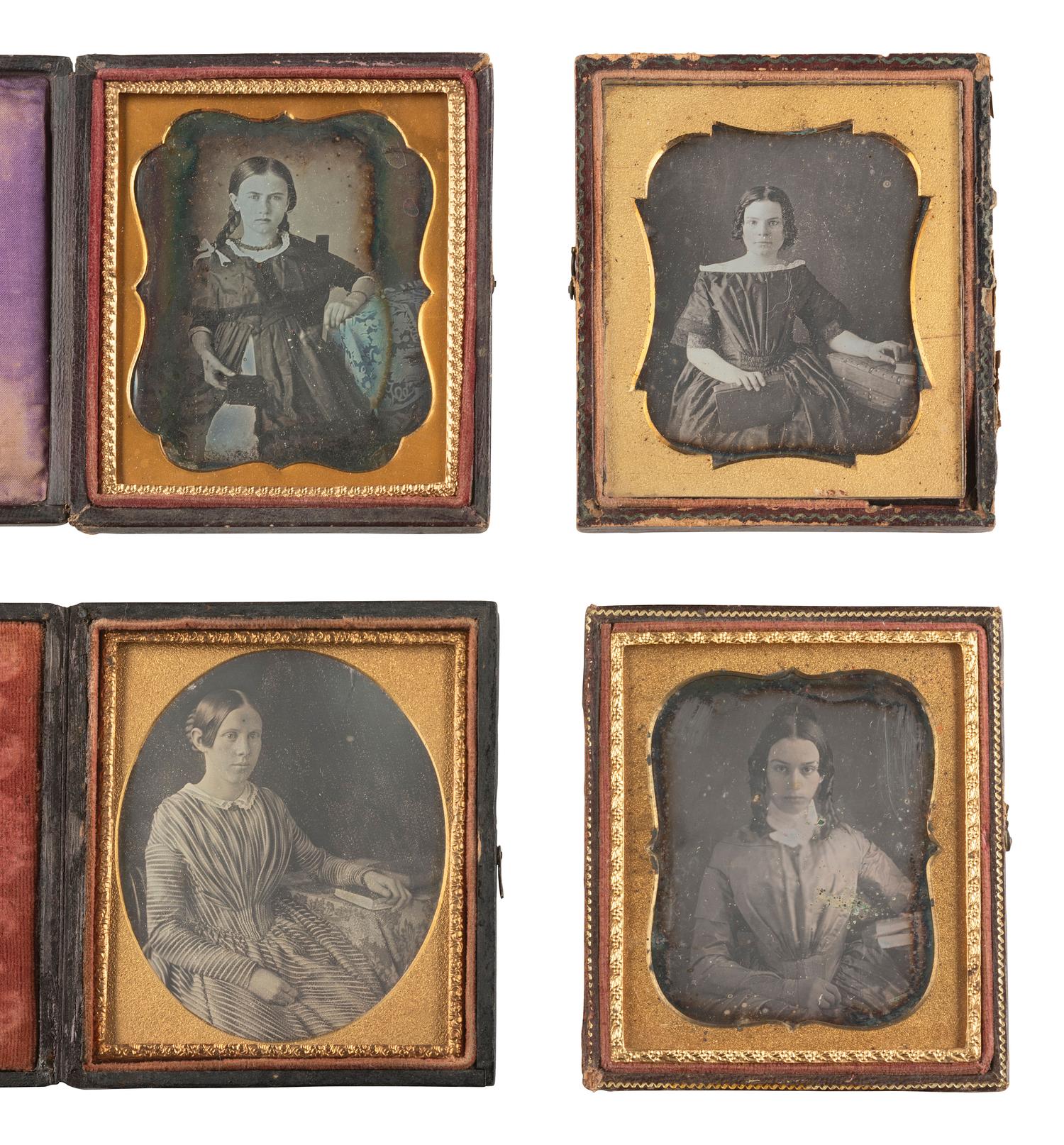 [EARLY PHOTOGRAPHY]. 19 cased images of females with props and/or noteworthy accessories.