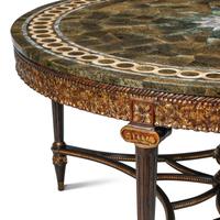 A Louis XVI Style Parcel Gilt Mahogany and Specimen Marble-Top Center Table