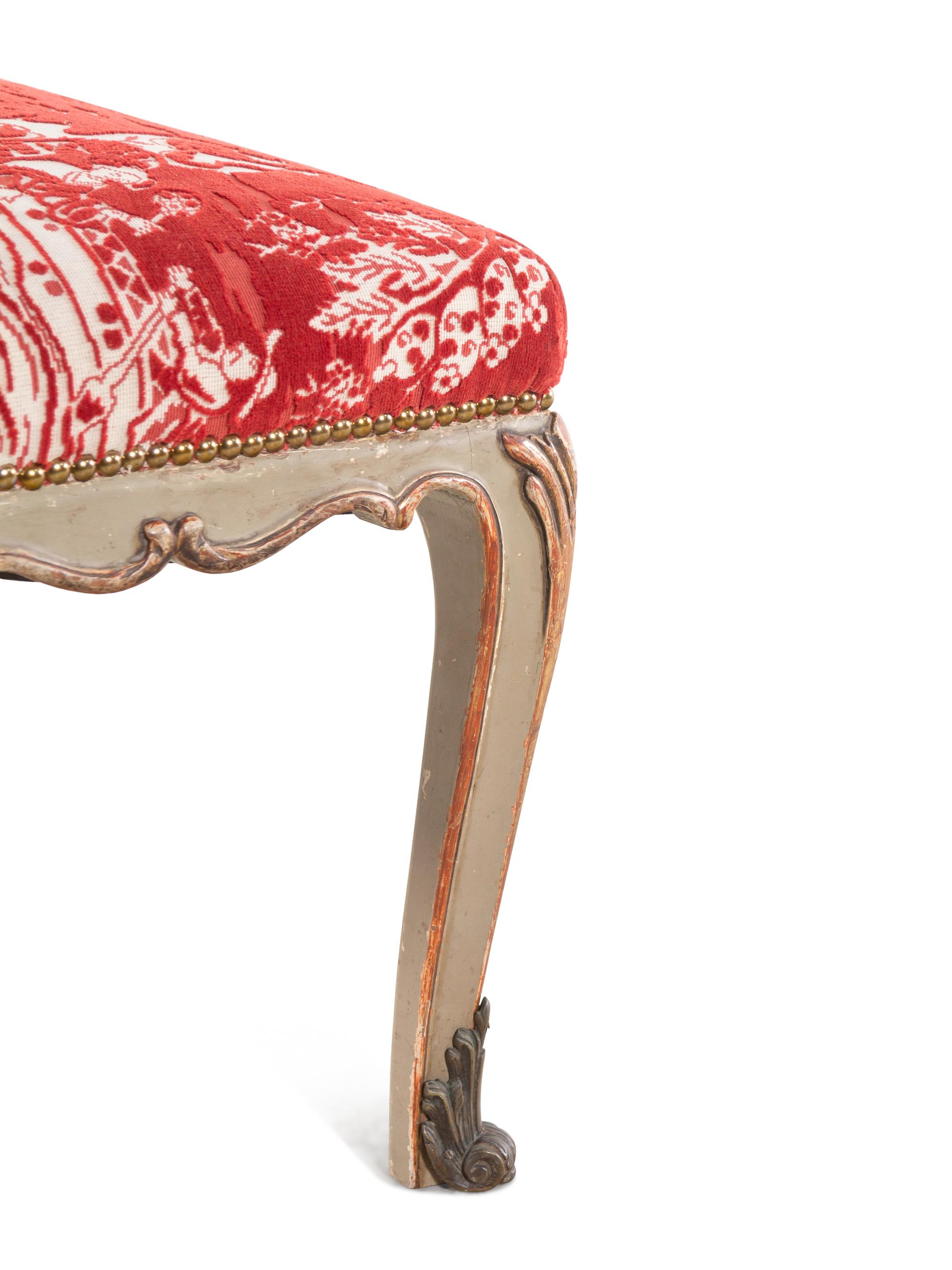 An Italian Painted and Parcel Gilt Stool