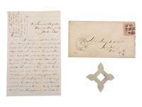 Private Byron Smith, 203rd Pennsylvania Infantry Regiment. Autographed letter with X Corps badge sent home to his sister. Hampton, VA, 6 January 1865.